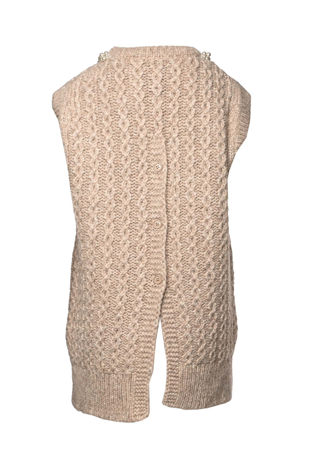 Simone Rocha Size M Faux Pearl Embellished Cable-knit Sweater Vest
