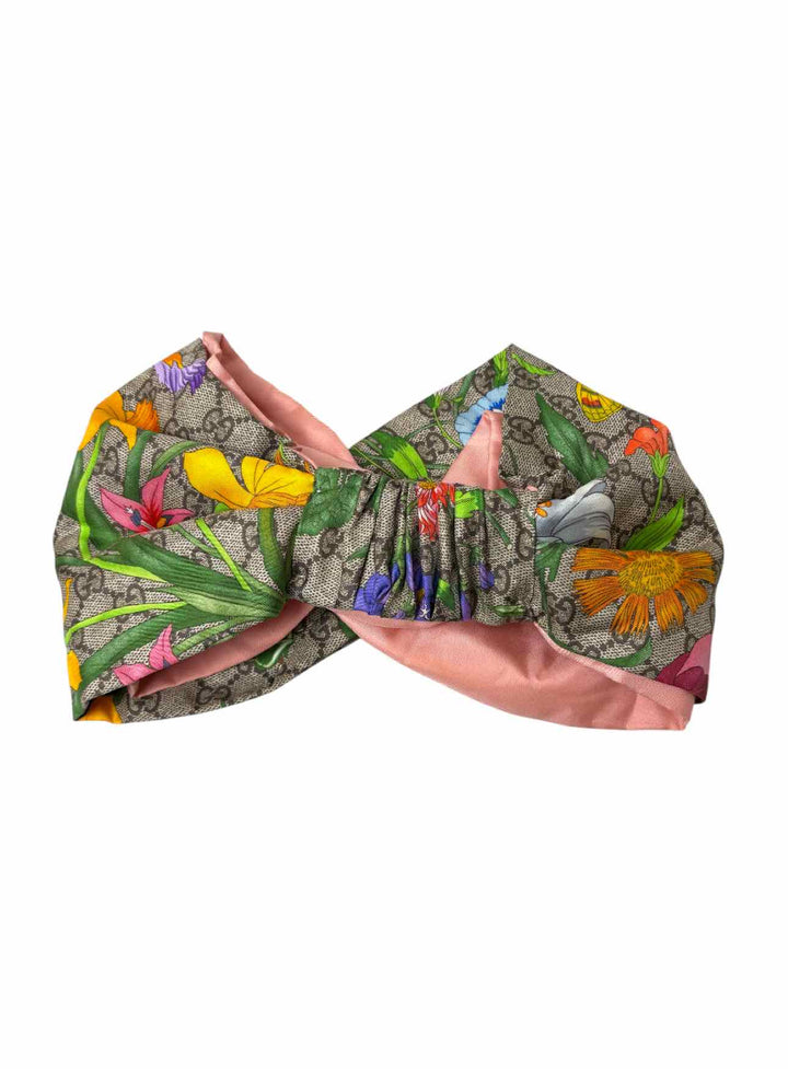 Gucci Size Silk Monogram Flora Print Headband Scarf