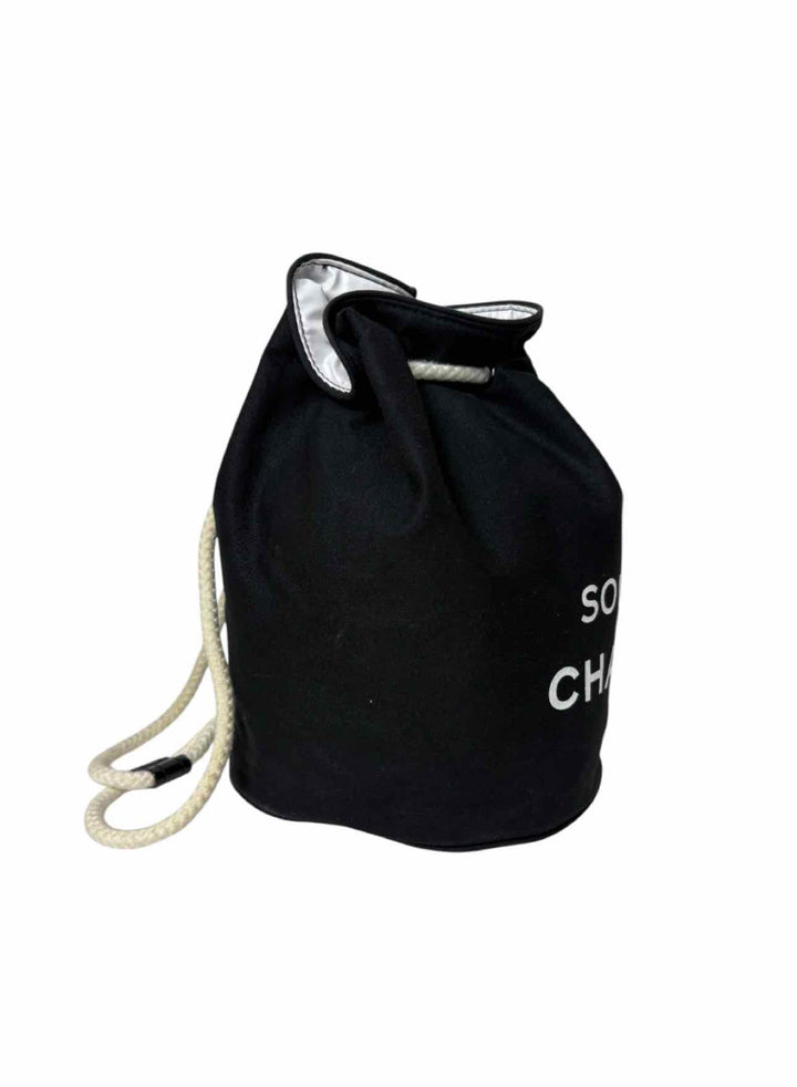 Chanel Soleil Drawstring Fabric Bucket Bag Purse