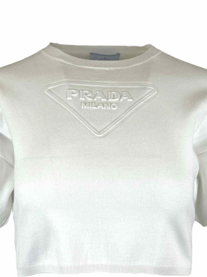 Prada Size 38 2021 Logo-Debossed Cropped Top
