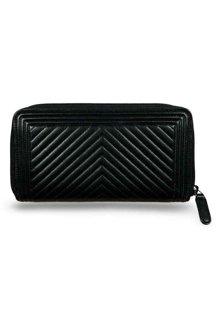 Chanel Boy Zip Around Chevron Wallet