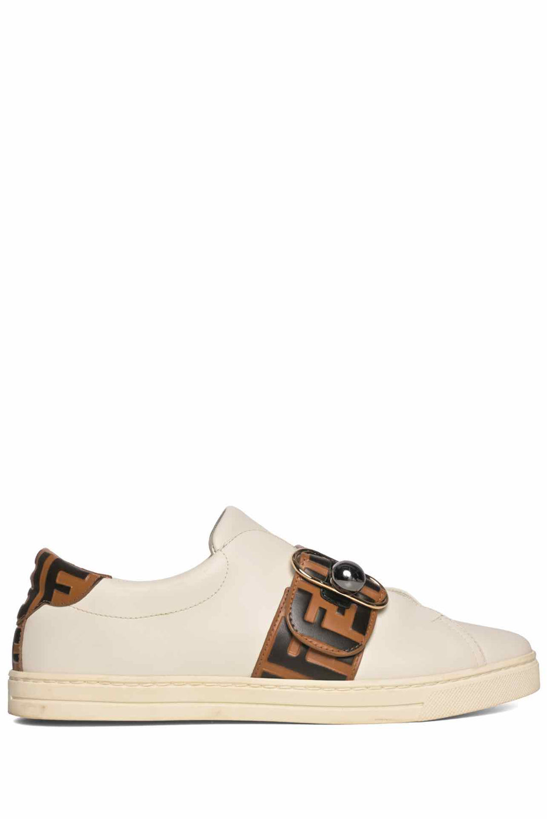 Fendi Size 40.5 Pearland Buckle Zucca FF Strap Slip-On Sneaker