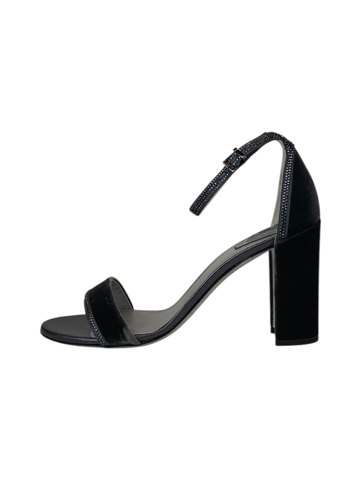 Rene Caovilla Size 40.5 Ankle Strap Chunky Heel Sandal