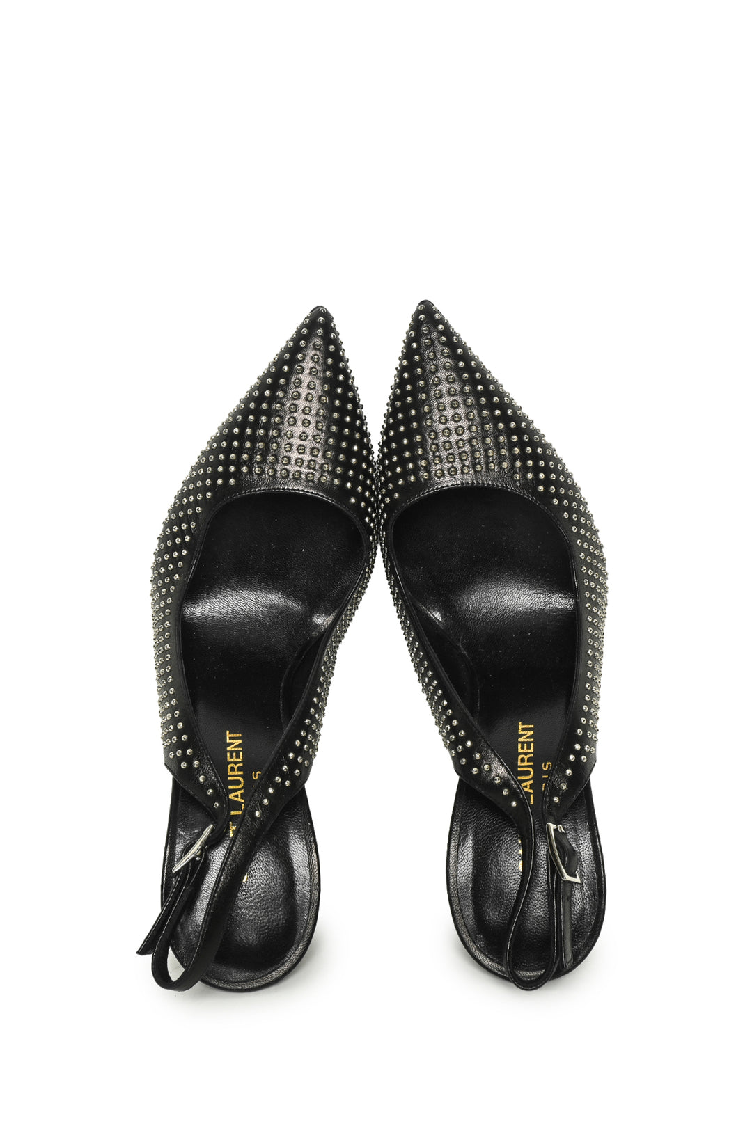 Saint Laurent Size 36 Leather Studded Slingback Pumps