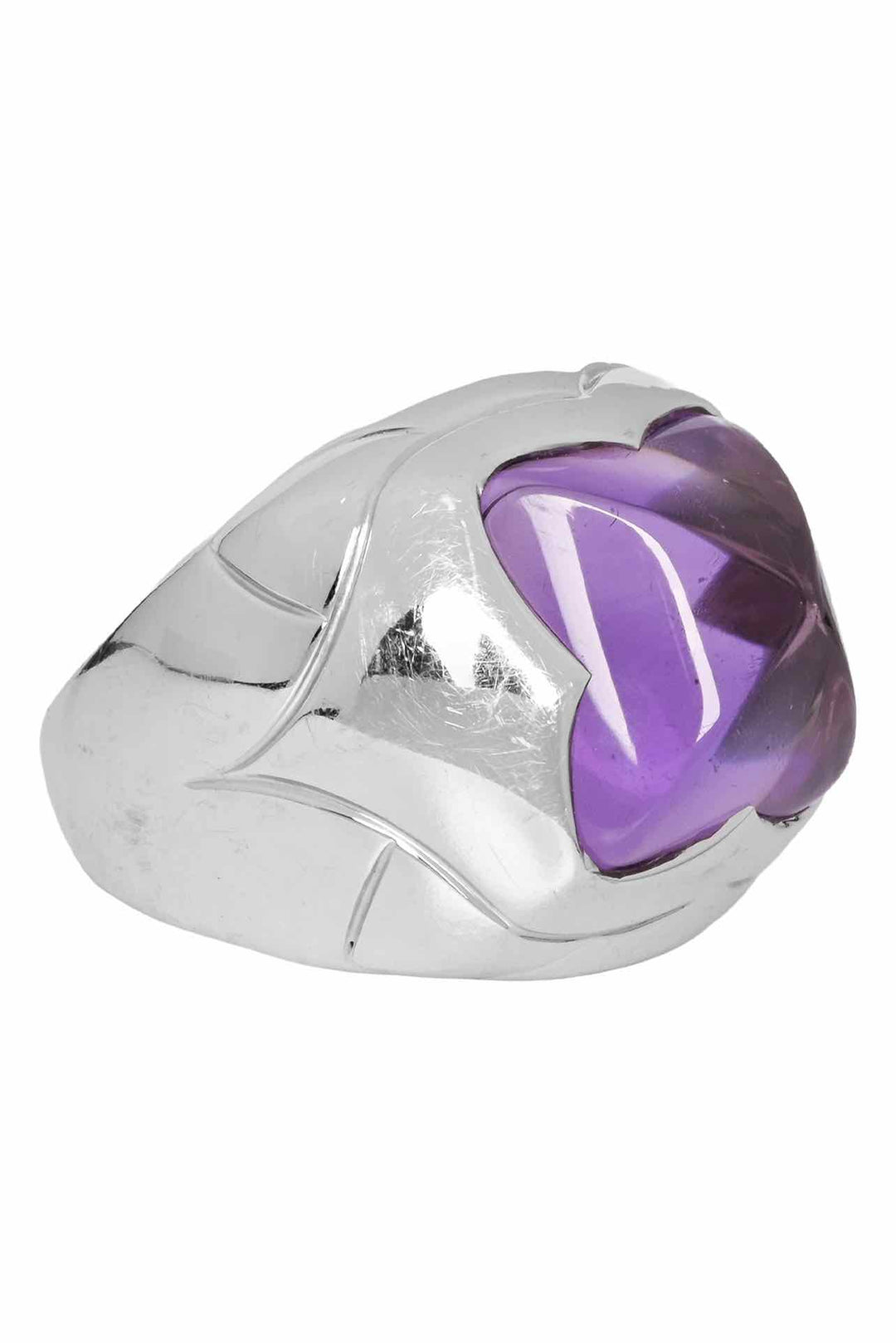 Bvlgari Size 5.5 18K White Gold & Amethyst Pyramid Ring