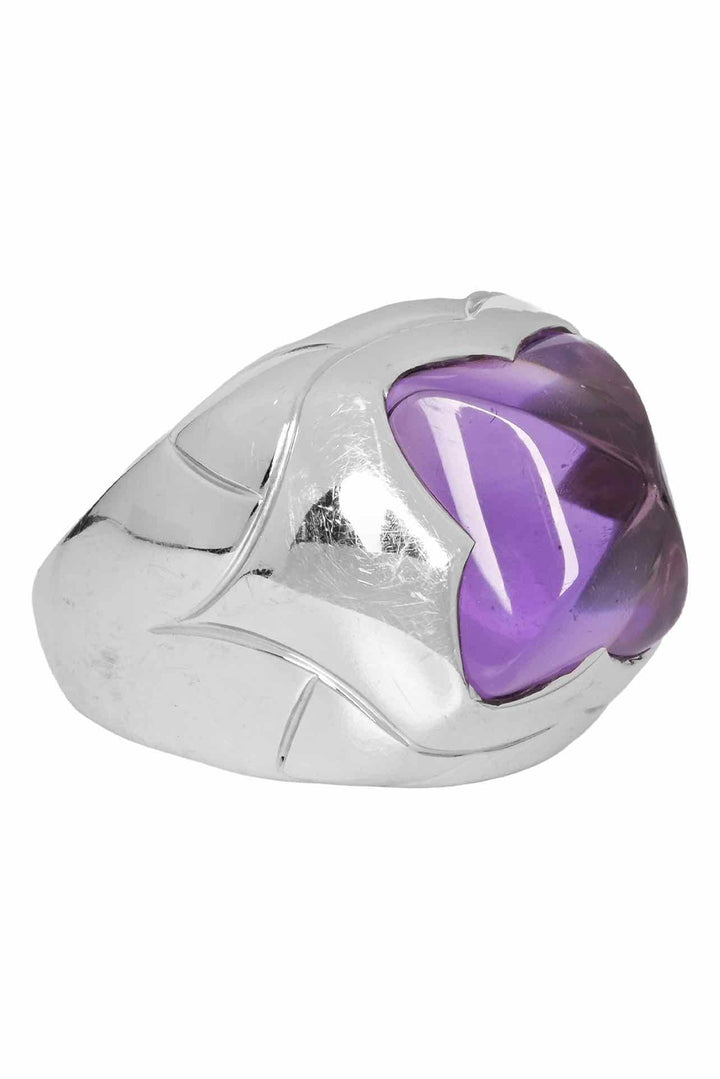 Bvlgari Size 5.5 18K White Gold & Amethyst Pyramid Ring