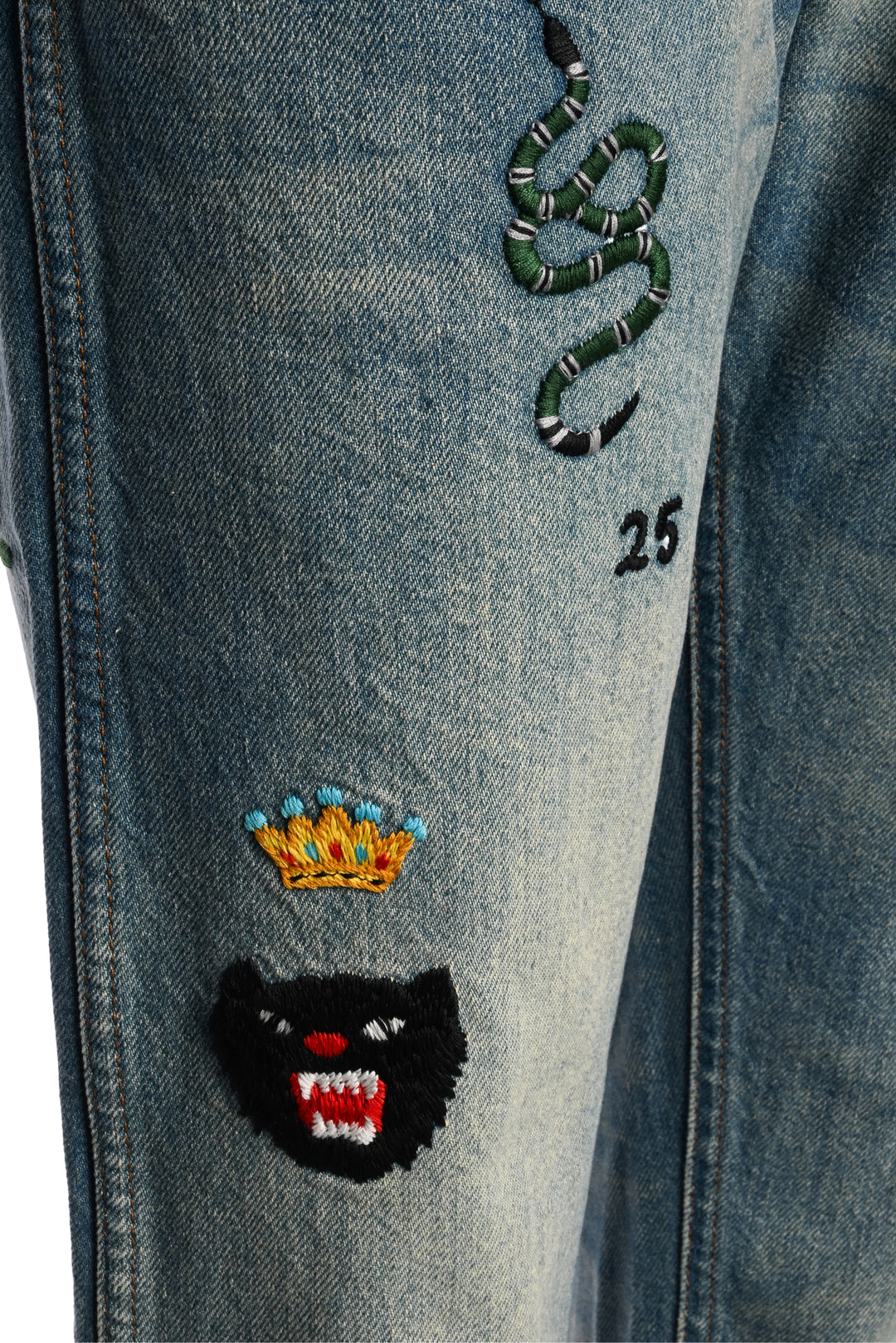 Gucci Size 30 Men's Symbols Embroidered Denim Jeans