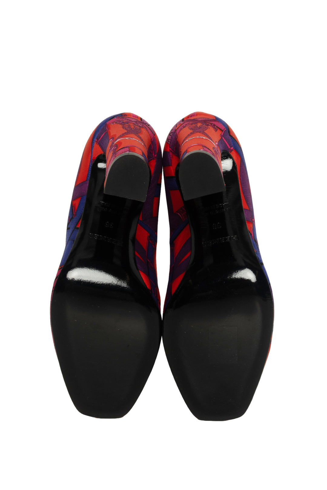 Hermes Size 36 Cavalcadour Silk Scarf Print Square Toe Pumps