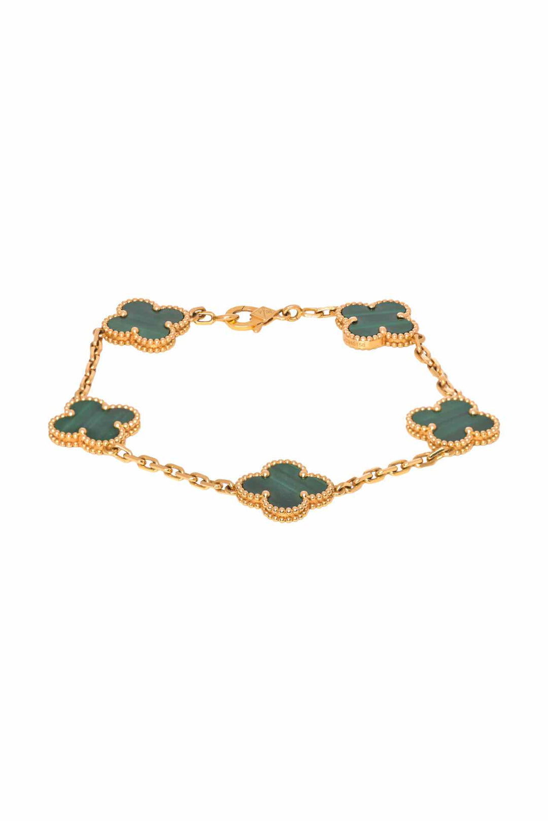 Van Cleef & Arpels 2021 18K Yellow Gold & Malachite Vintage Alhambra Bracelet