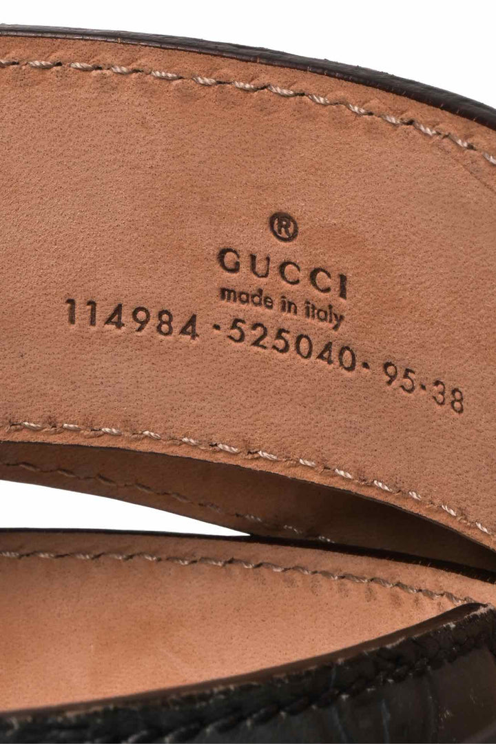 Gucci Size 38 Guccissima GG Embossed Leather Interlocking G Buckle Men's Belt