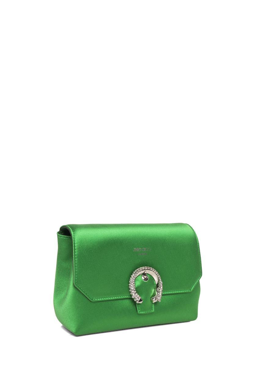 Jimmy Choo Crystal Buckle Soft Madeline Satin Mini Crossbody Bag