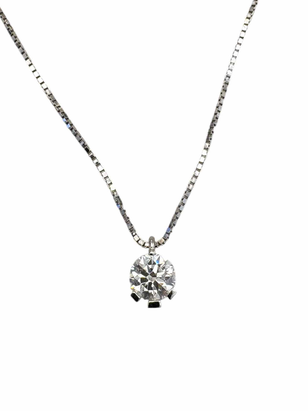 Pandora 14K White Gold Necklace with 1CT Lab Grown Diamond Pendant.