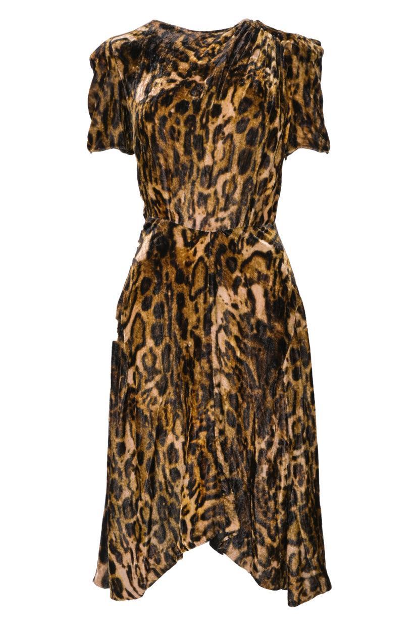 Isabel Marant Size 34 Ulia Leopard-print Velvet Midi Dress