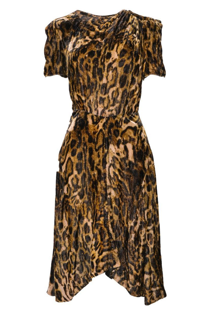Isabel Marant Size 34 Ulia Leopard-print Velvet Midi Dress