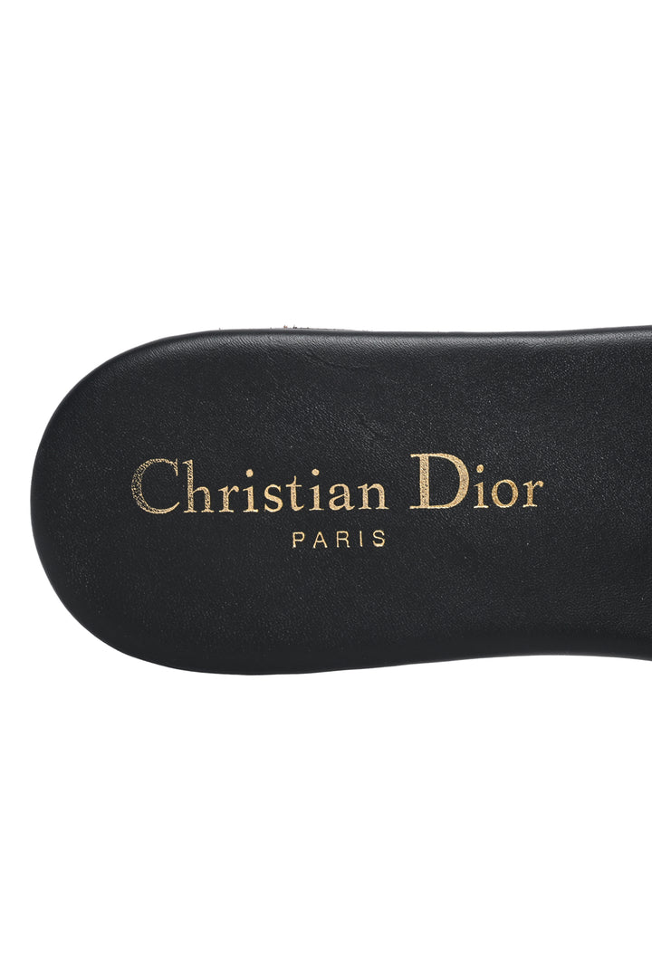 Dior Size 35.5 Dway Embroidered Cotton Slide Sandals