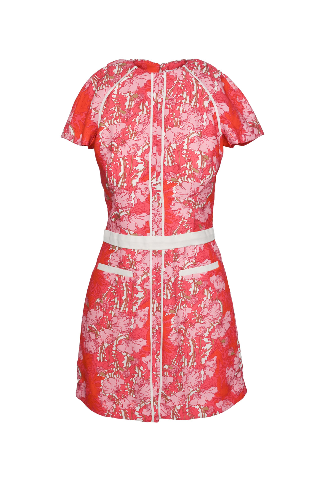 Carven Size M Floral Print Short Sleeve Mini Dress