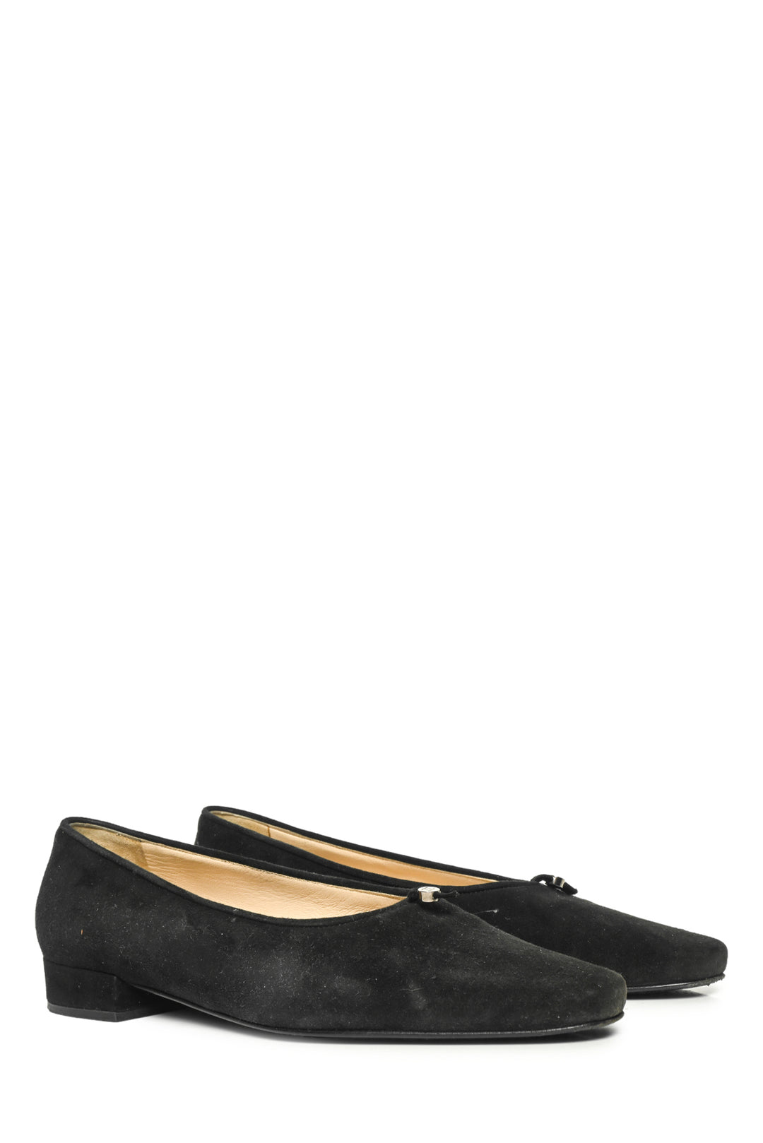 Chanel Size 37.5 CC Tie Suede Pumps