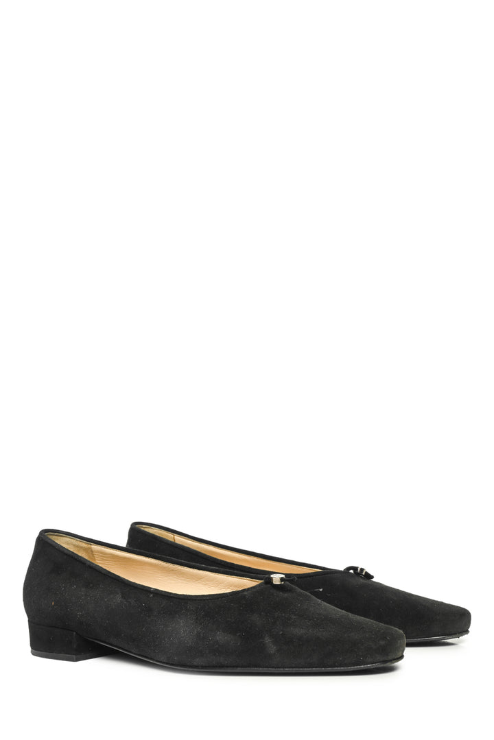 Chanel Size 37.5 CC Tie Suede Pumps