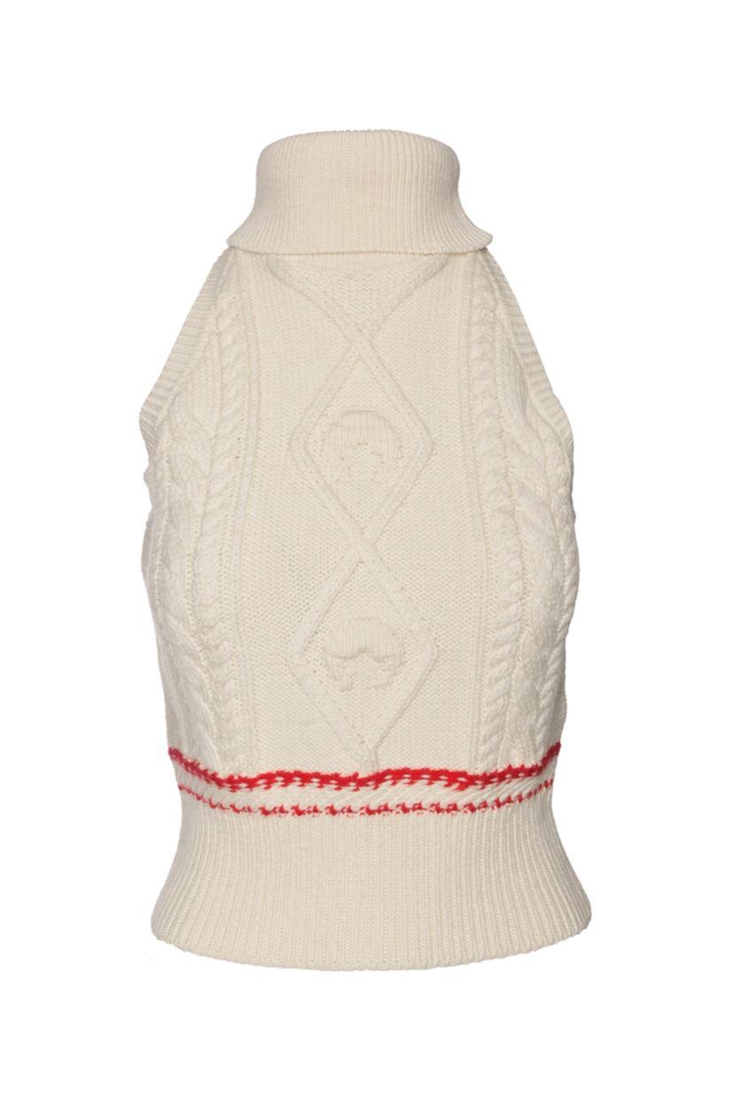 Marine Serre Size XXL Cable Knit Sleeveless Turtleneck Sweater