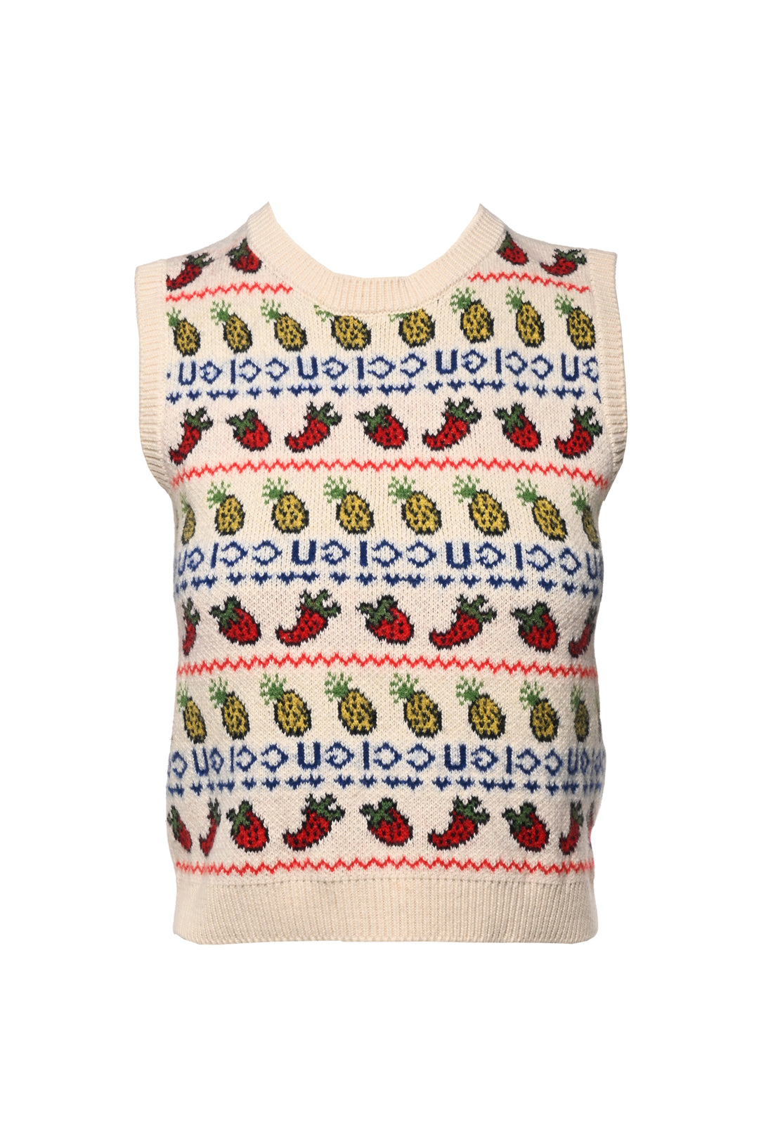Gucci Size XXS/XS (Youth 10) Fruit Salad Wool-Blend Vest