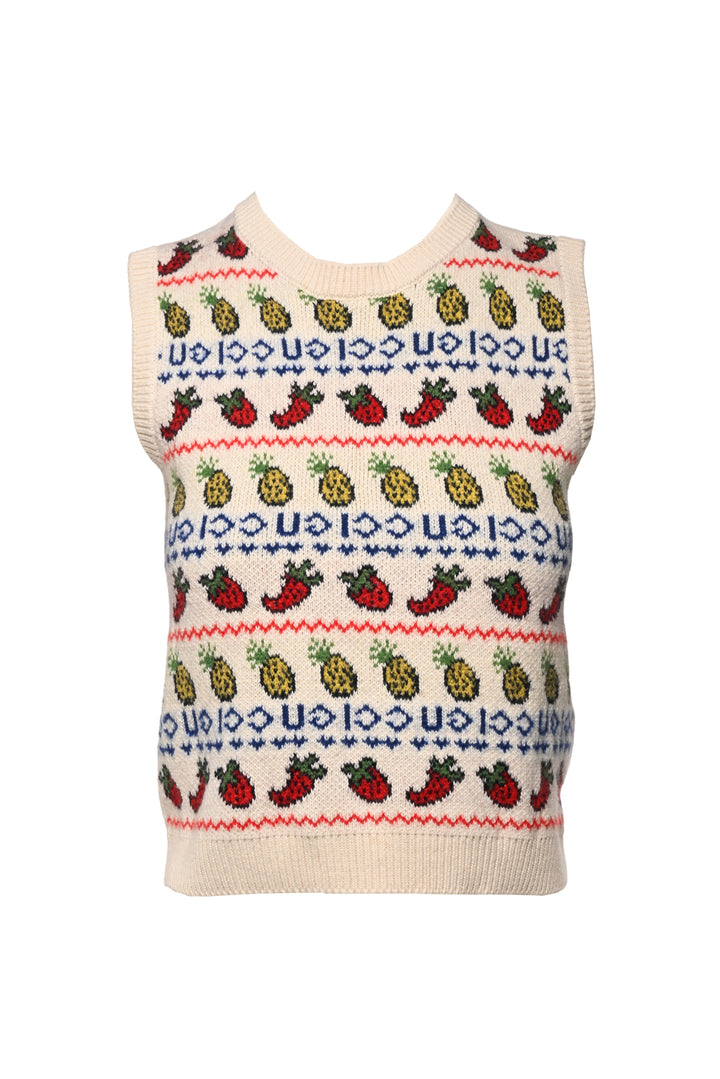 Gucci Size XXS/XS (Youth 10) Fruit Salad Wool-Blend Vest