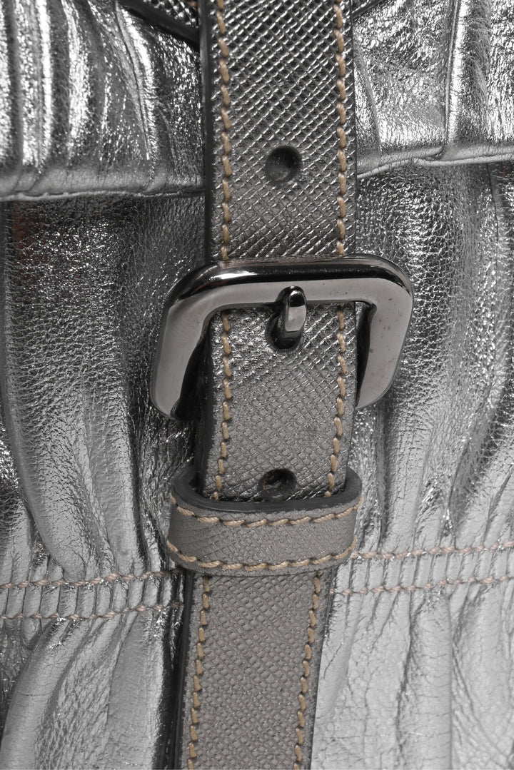 Prada Metallic Nappa Gaufre Leather Messenger Shoulder Bag