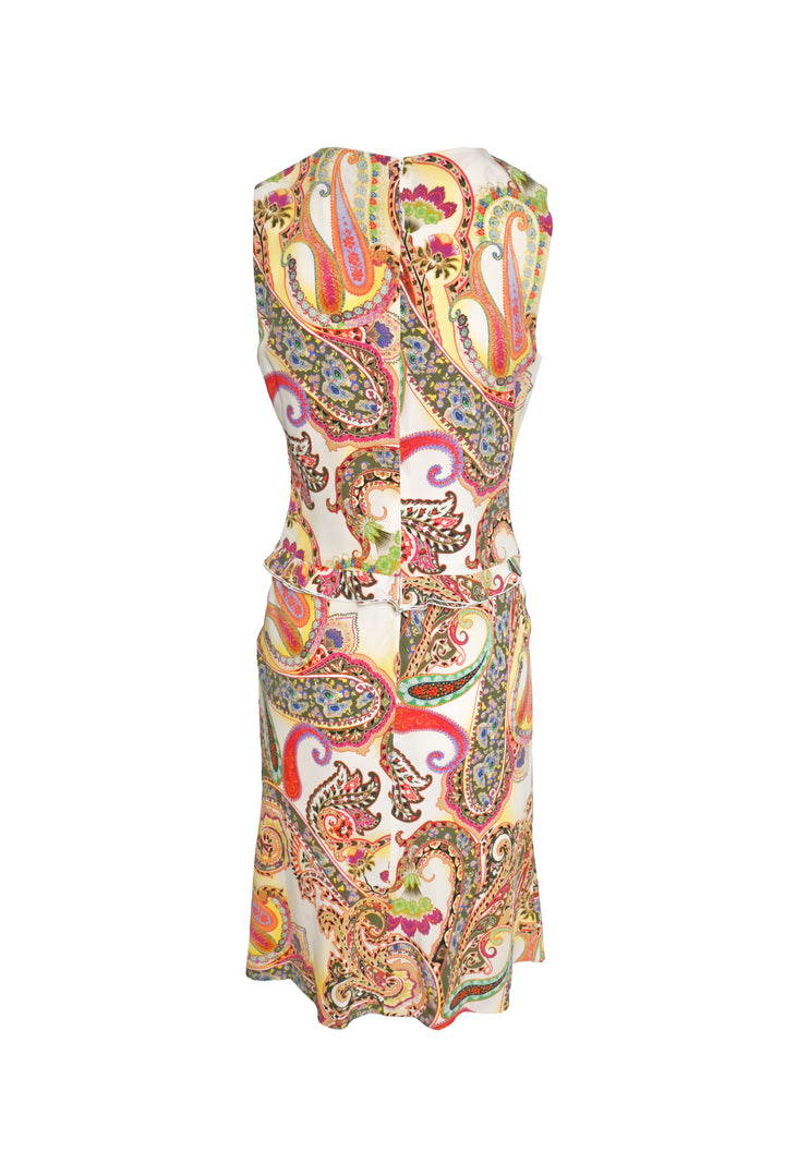 Etro Size 42 Silk Printed Sleeveless Midi Dress
