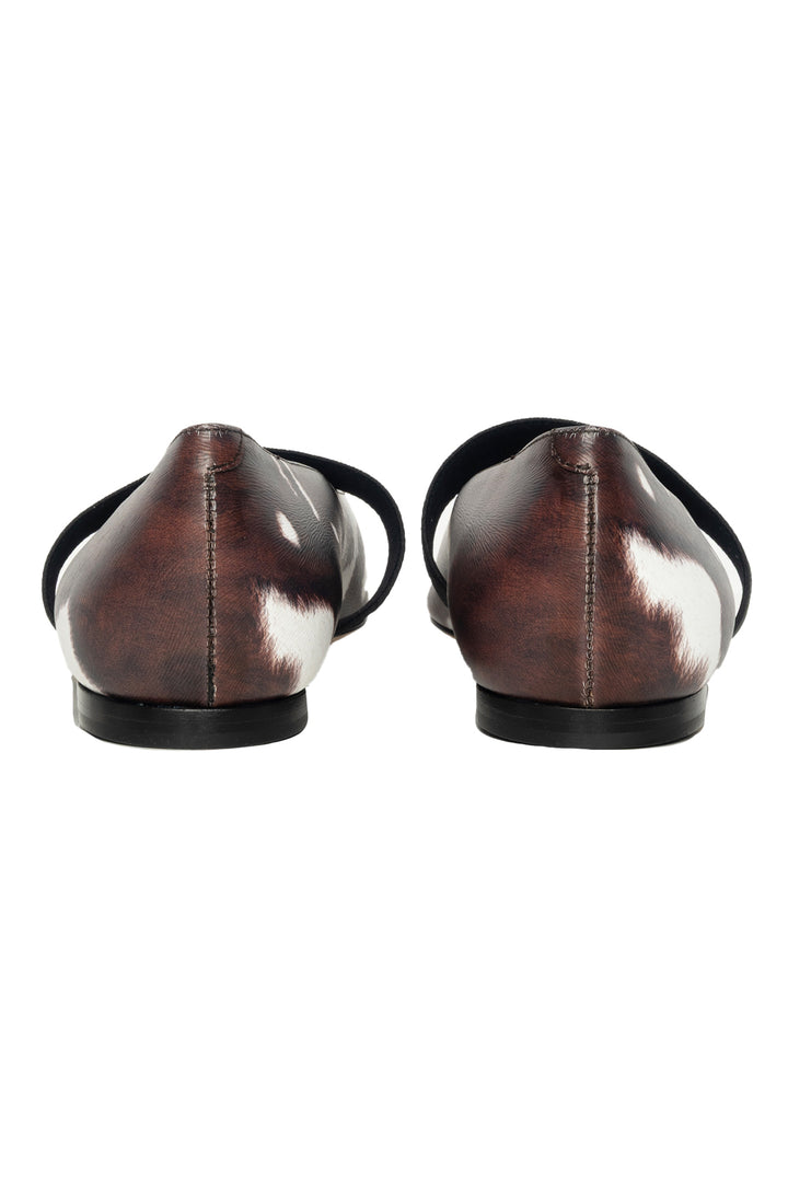 Burberry Size 37.5 Printed Leather Ballet Flats