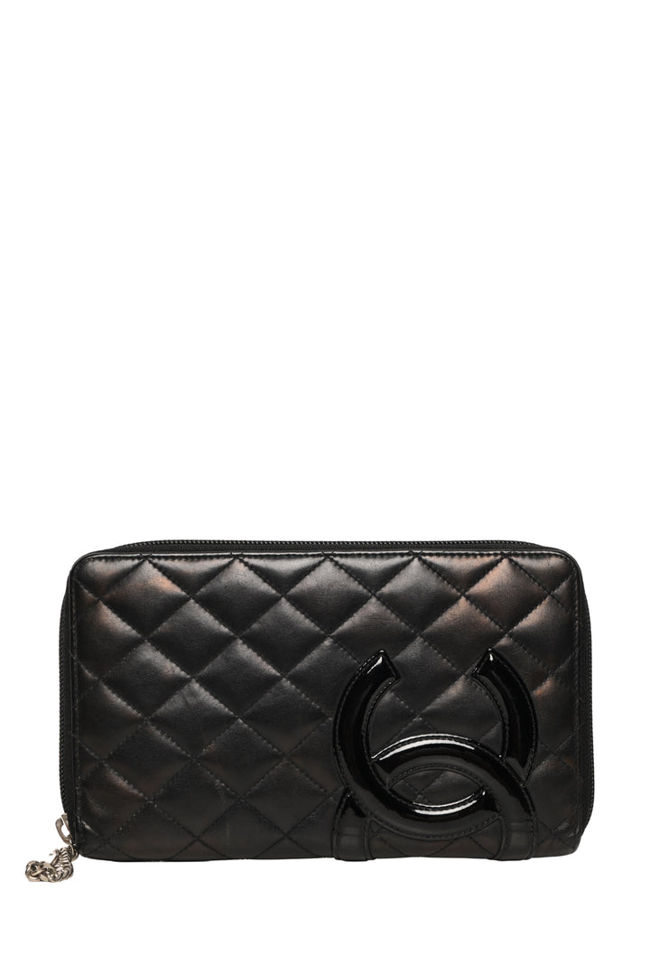 Chanel Cambon Zippy Wallet in Black MatelassÃ© Leather