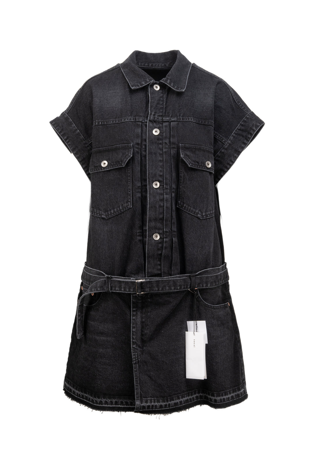Sacai Size 4 Denim Belted Mini Dress