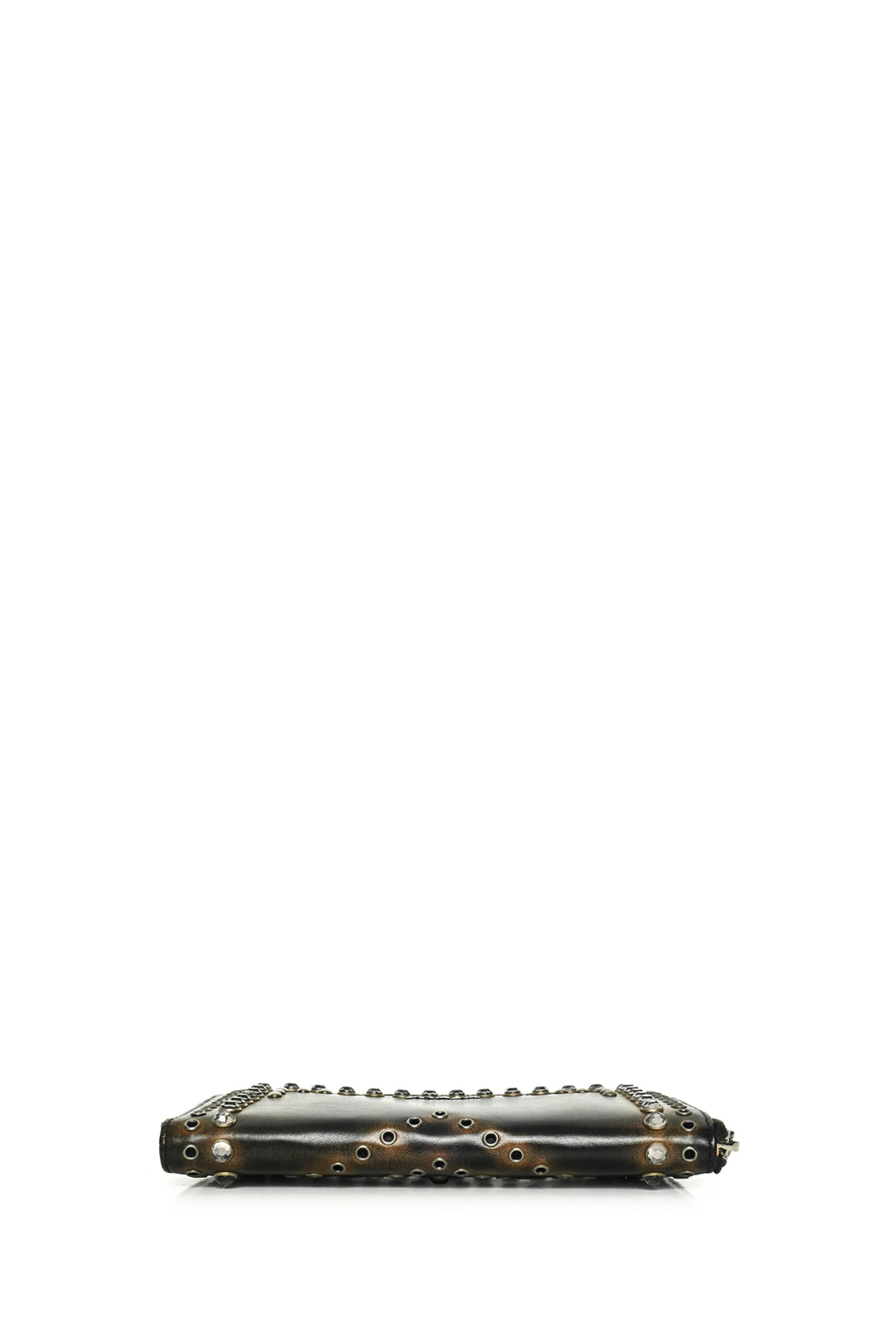 Prada Vitello Grommet Crystal Embellished Wallet