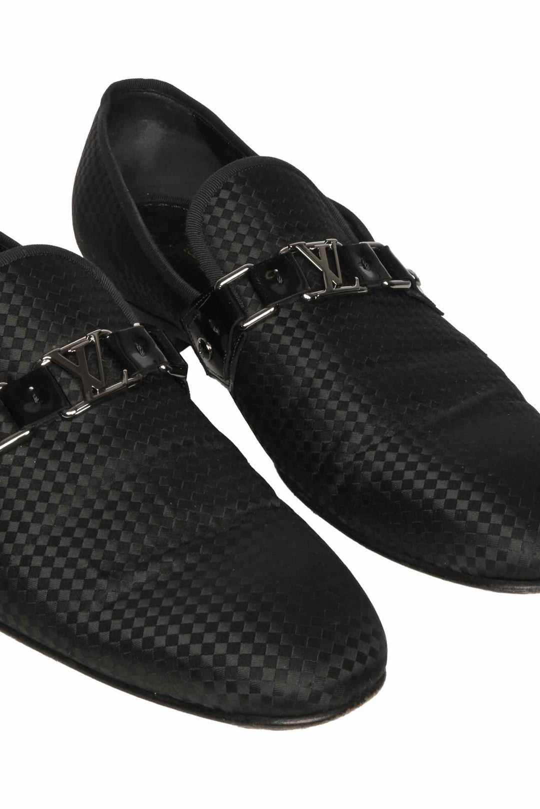 Louis Vuitton Size 9 Men's LV Plaque Satin Slip On Loafers