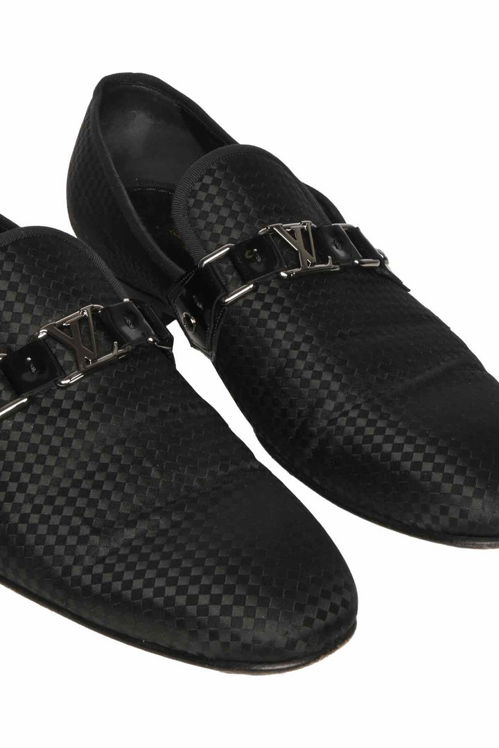 Louis Vuitton Size 9 Men's LV Plaque Satin Slip On Loafers