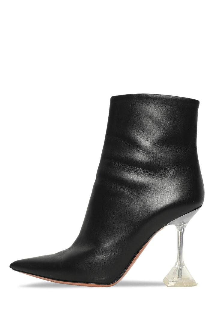 Amina Muaddi Size 37.5 Giorgia Glass Nappa Leather Ankle Boots
