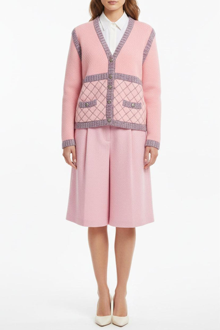 Chanel Size 42 2015 Silk & Cashmere Trim Detailed Cardigan