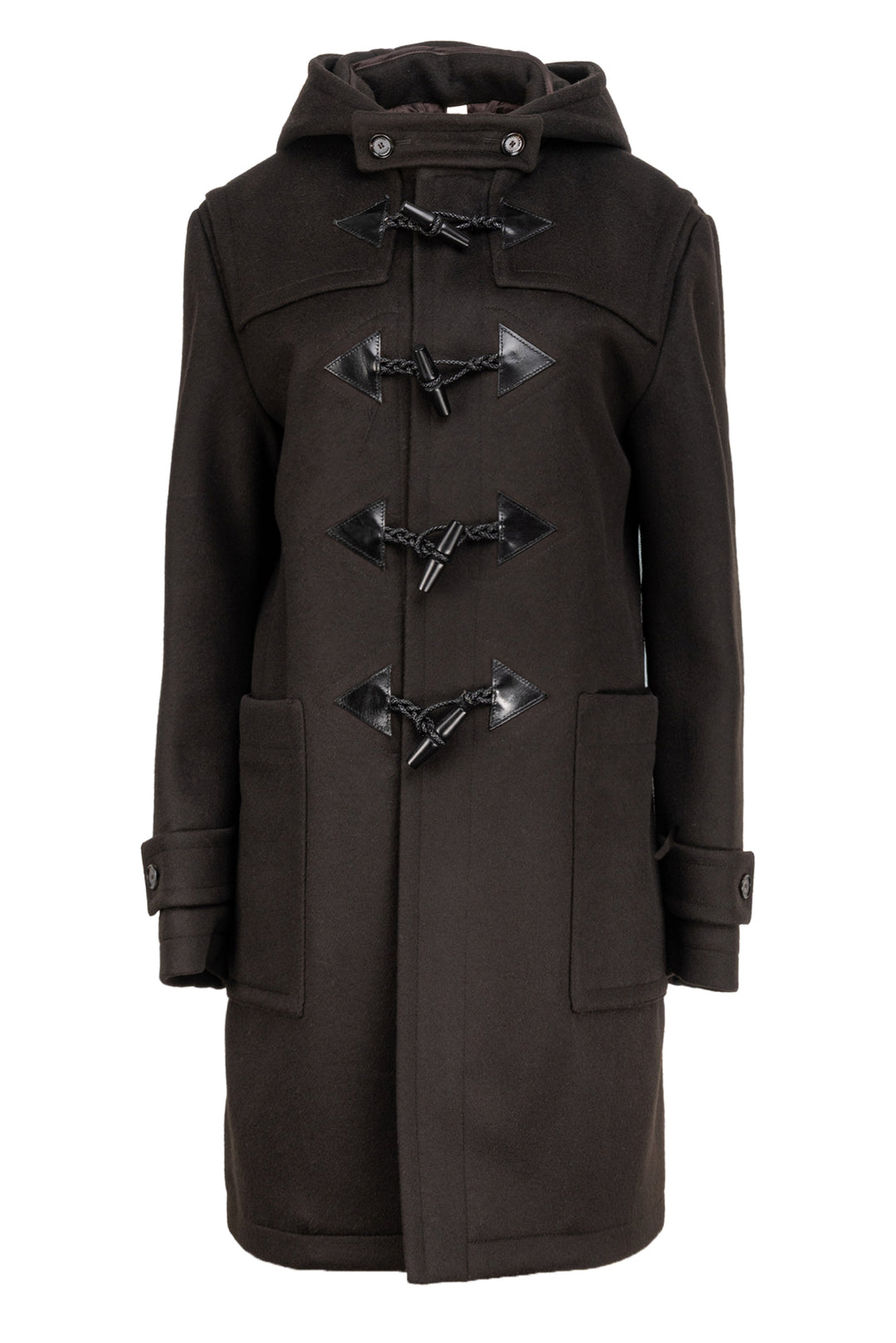 Burberry Size 38 Men's Mid-Length Wool Blend Hooded Duffle Coat