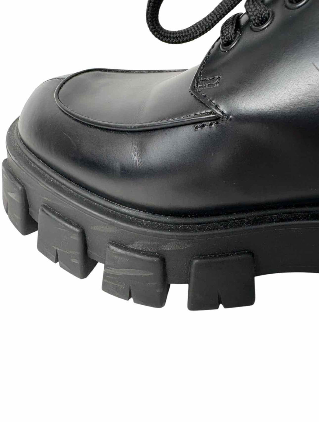 Prada Size 38 Monolith Brushed Leather Platform Derby Shoes