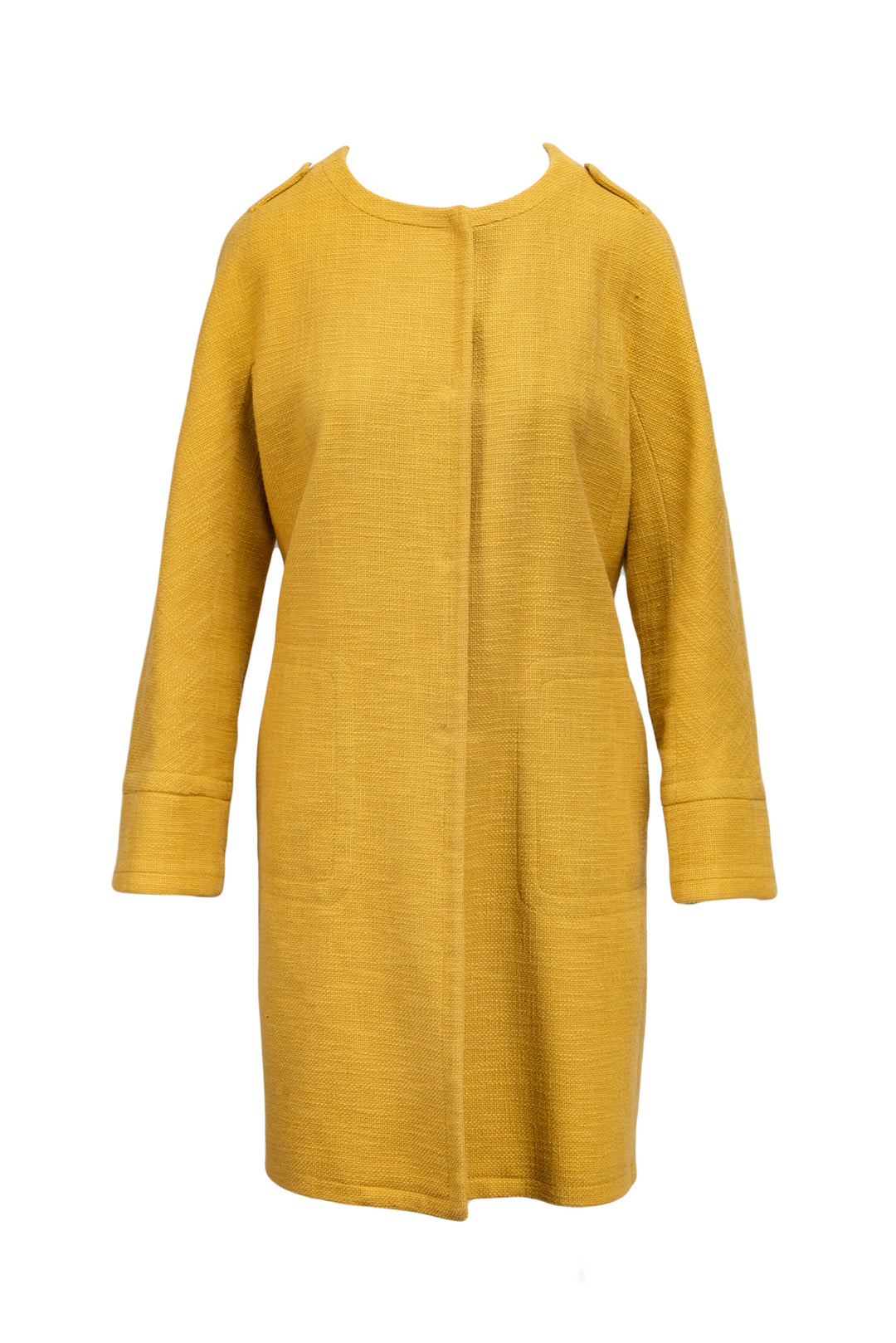 'S Max Mara Size 14 Collarless Tweed Coat