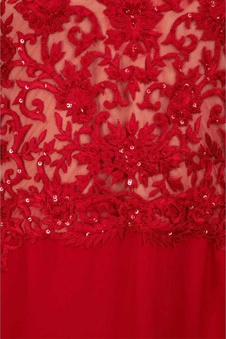 Reem Acra Size 8 Beaded Lace Short Sleeve Silk Dress