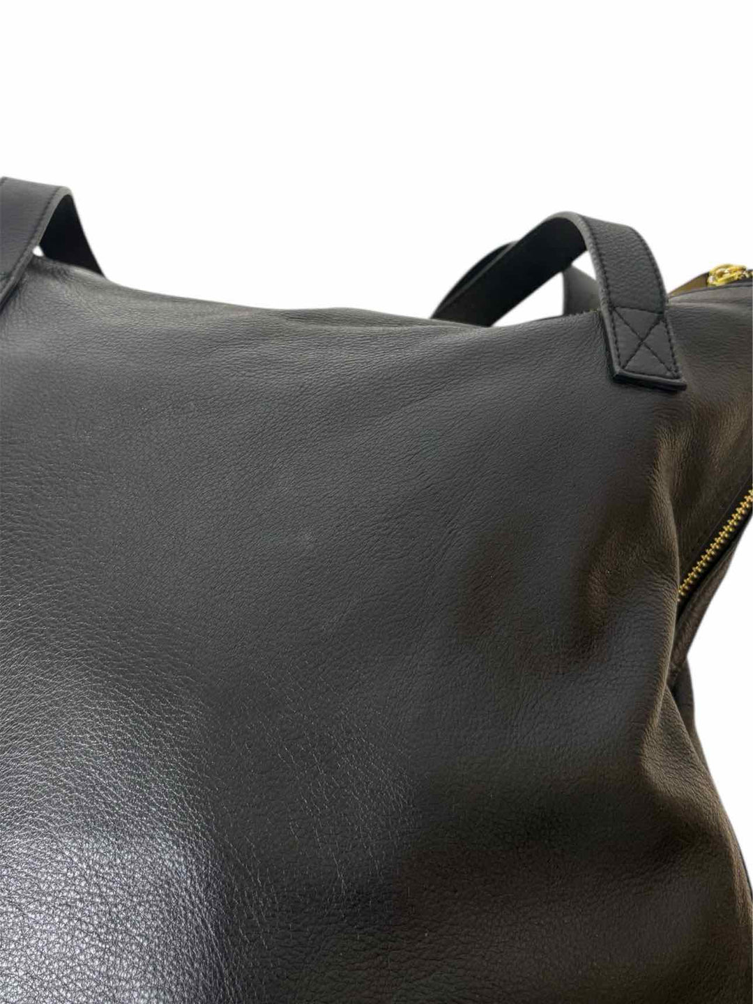 Max & Co Black Leather Gold Tone Zipper Tote Purse