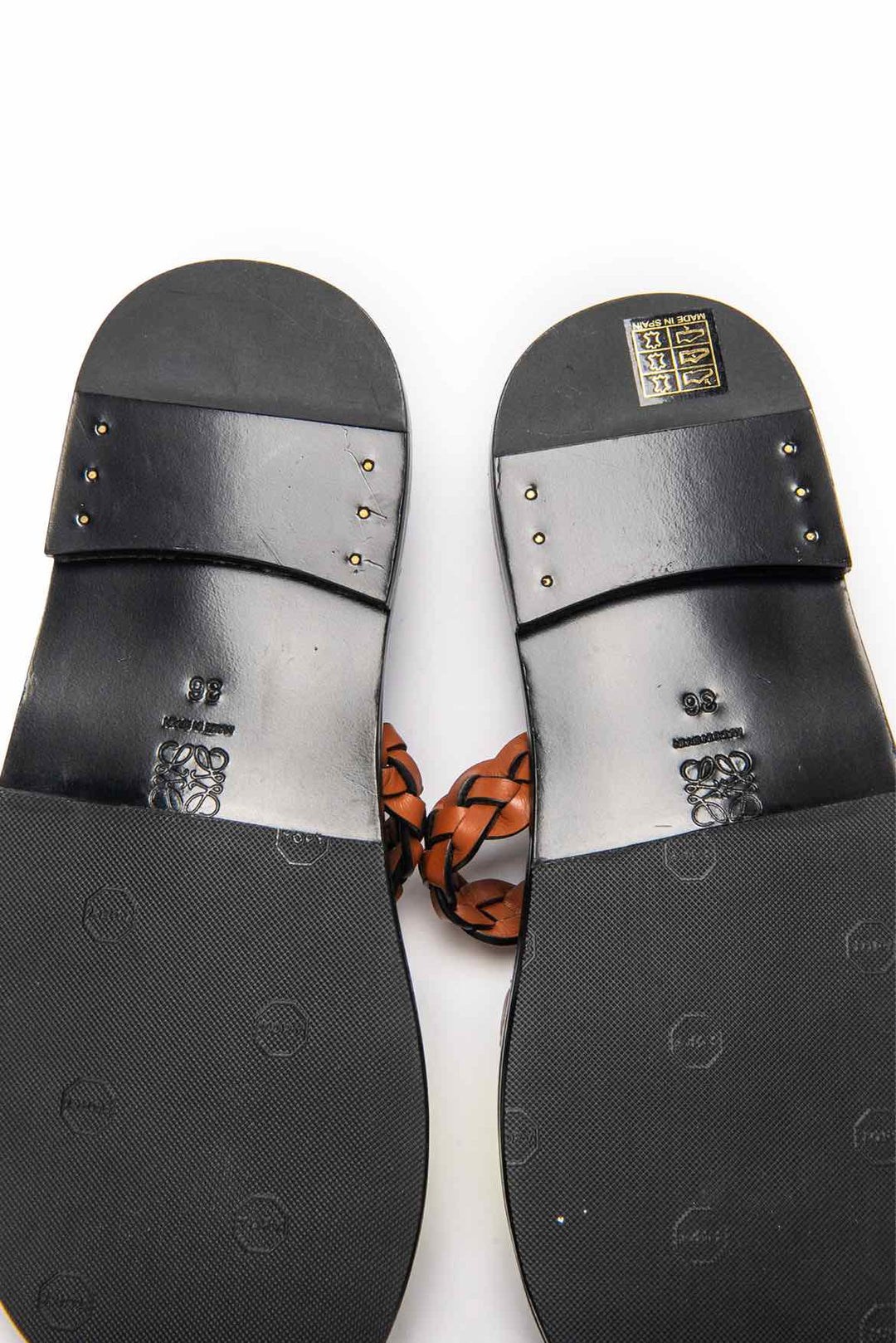 Loewe x Smiley Size 36 Braided Leather Sandals