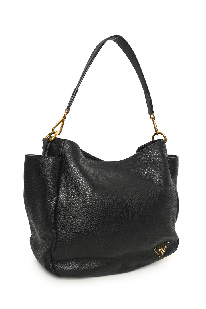 Prada Vitello Daino Leather Side Pocket Hobo