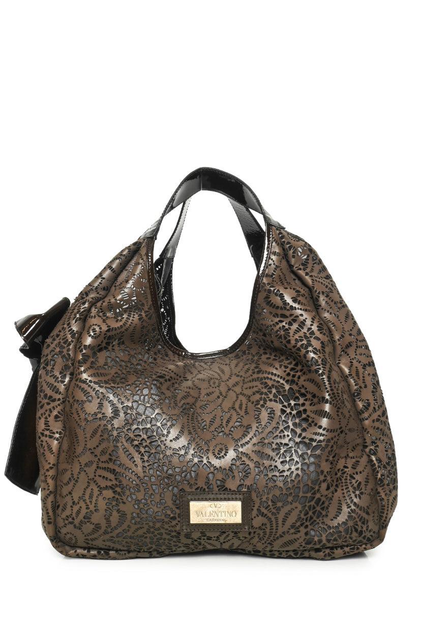 Valentino Bow Accent Perforated Leather Shoulder Bag