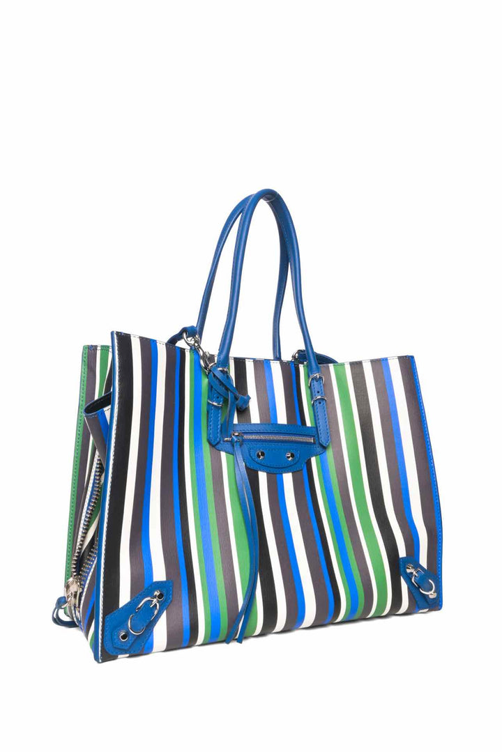 Balenciaga 2017 Striped Papier B4 Zip Around Tote