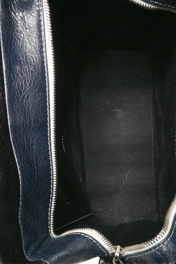 Balenciaga F/W 2017 Striped Lambskin Small Bazar Shopper Tote
