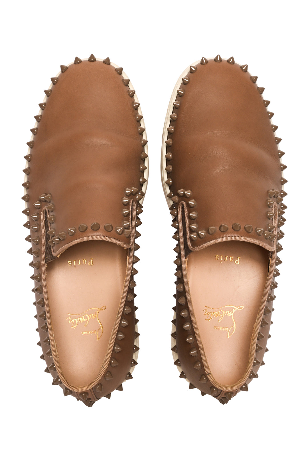 Mens Shoe Size 40 Christian Louboutin Men's Pik Boat Slip-On Leather Sneakers
