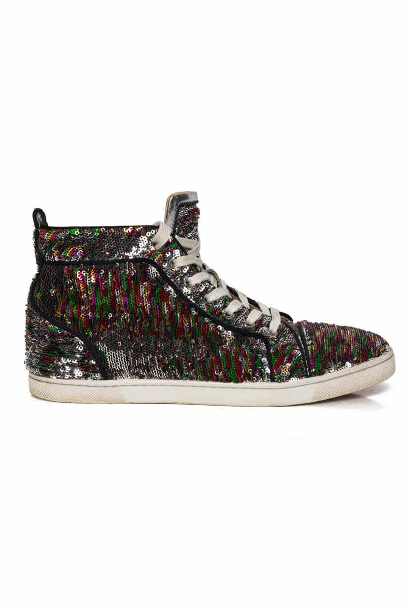 Christian Louboutin Size 38 High Top Sequin Embellished Sneaker