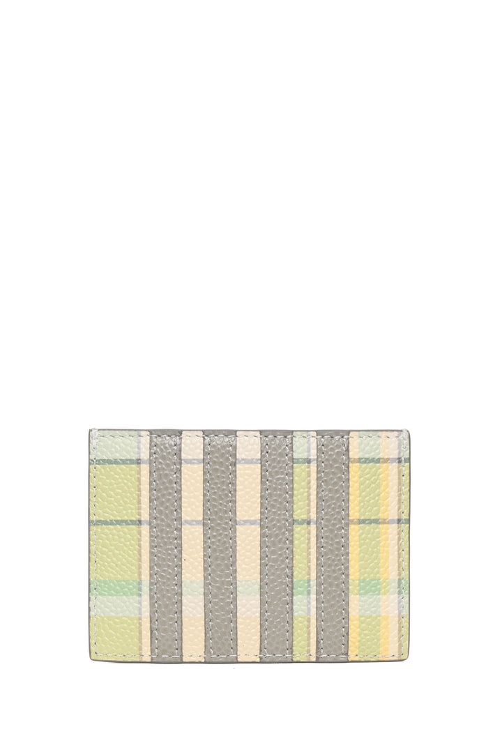 Thom Browne Pastel Green Check Single Card Holder Wallet