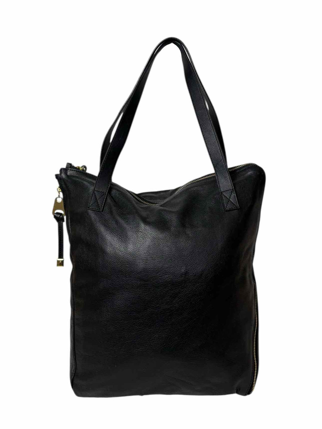 Max & Co Black Leather Gold Tone Zipper Tote Purse