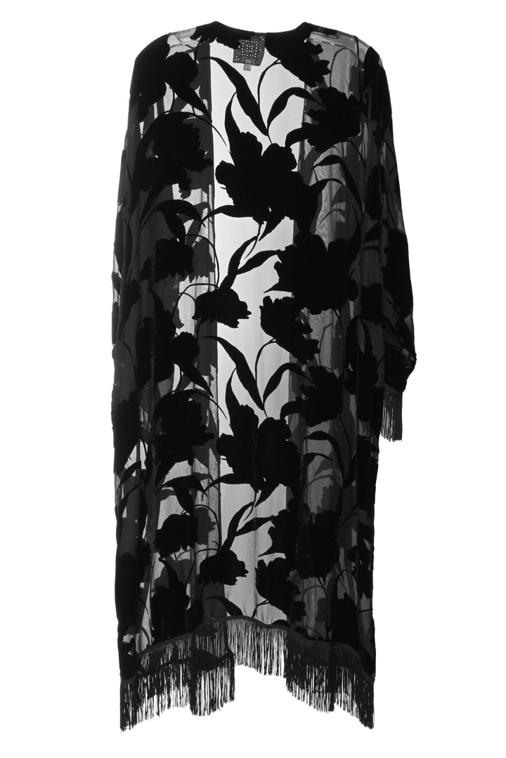 Johnny Was Size XL Velvet Fringe Kimono